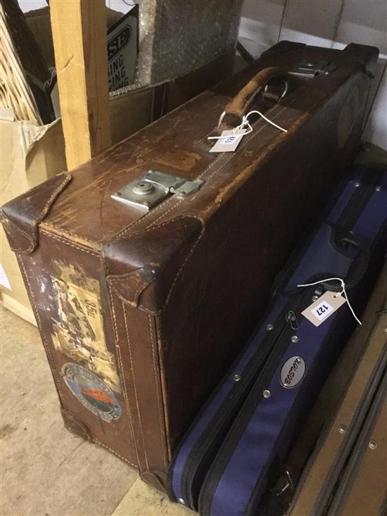 Large leather suitcase